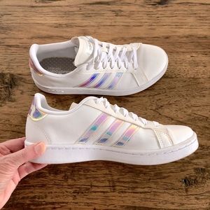 Adidas Grand Court Women’s Iridescent White Cloudffoam Sneakers 7.5